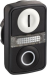 Illuminated double headed push button head, Harmony XB5, plastic, 22mm, 1 white flush marked I + 1 p ZB5AW7A1721 | 3389119043342