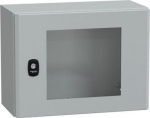 Wall mounted steel enclosure, PanelSeT S3D, transparent door, without mounting plate, 300x400x200mm, NSYS3D3420T | 3606480159640