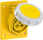 CEE-flanged socket 3x16A(2P+PE) 4h IP67 80x97 sloping yellow 4132-4F8 | 9003399778438