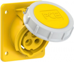 CEE-flanged socket 3x16A(2P+PE) 4h IP67 75x85 sloping yellow 4132-4F87 | 9003399989742