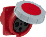CEE-flanged socket 4x125A(3P+PE) 6h IP67 114x114 sloping red POWER TWIST 444-6FE | 9003399974281