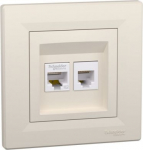 Phone/data outlet RJ45+RJ11 cat5e UTP with frame cream Asfora EPH4900123 | 3606480527067