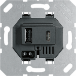 USB charging mechanism, 1x type A+1x type C, 1x3000mA, black USB15CASW | 4011377176843