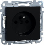 Socket outlet, 2P+E, 16 A, CEE 7/5, with shutter, screwless terminals, black, Merten System M MEG2500-0403 | 4042811232016