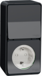 Single socket-outlet and one gang two-way switch, IP55 anthracite Mureva MUR36024 | 3606480789816