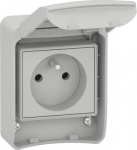 PratiKa socket, grey, 2p+E, 10/16A, 250 V, French, IP65, surface. range of product: PratiKa - product or component type: socket - device short name: PratiKa socket - plug, socket category: low voltage - poles description: 2P + E - network type: AC -  ...