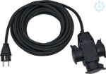 Extension cable with 3-way rubber coupling 10m IP44 H07RN-F 3x1.5 black 1167810301 | 4007123670307