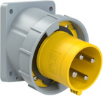 CEE-flanged plug angled 4x63A (3P+PE) 4h IP67 POWER TWIST yellow 734-4