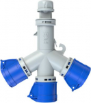 Connector 3-way, 3x16A (2P+PE) 6h IP44, blue/grey 9432006 | 5907711120285