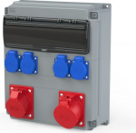 OPOLE 5x32A 5x16A 4xSchuko with 14mod., with MCB: 3x32A, 3x16A, 4*1x16A, and RCD 63A/4/0.03A, IP54 Stationary distribution box 909110005WE | 5902082068969