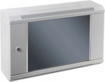 19&Prime; Wall-mounted switch cabinet 4U, depth: 45cm, gray, glass door 4U-60/45SN