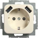 SCHUKO&reg; USB socket insert Safety Shutter with USB A/A white - Busch-Duro 2000 SI 2CKA002011A6263 | 4011395303498