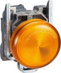 Round pilot light &Oslash; 22, IP65, orange, integral LED, 230..240 V, lugs, ATEX. range of product: Harmony XB4 - product or component type: complete pilot light - device short name: XB4 - fixing collar material: zamak - mounting diameter: 22 mm - dust zon ...