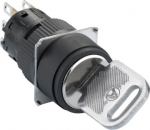 Round black key selector switch &Oslash;16-projecting keylock 2 positions-1OC. range of product: Harmony XB6E - device short name: XB6E - mounting diameter: 16 mm - shape of signaling unit head: round - key number: 132 - key withdrawal position: in any posi ...