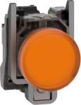 Orange complete pilot light &Oslash;22 plain lens with integral LED 110...120V. range of product: Harmony XB4 - product or component type: complete pilot light - device short name: XB4 - fixing collar material: zamak - mounting diameter: 22 mm - operator ad ...