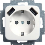 SCHUKO&reg; USB socket insert Safety Shutter with USB A/A alpine white - Reflex SI 2CKA002011A6264 | 4011395303665
