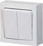 Surface mounting switch with screwless terminals. The terminals are for max 2 solid or rigid wires. Including switch insert, rocker, surface mounting frame and bottom. 2TKA00001843 | 6438199003504