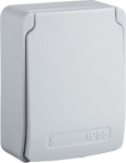Socket outlet, 1-gang, 2P+E, 13A, 250V, British, with lid, IP65, grey, PratiKa 81144 | 3303430811442