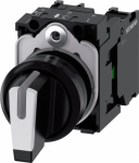 Selector switch, illuminable, 22 mm, round, plastic, white, selector switch, short, 3 switch positions I>O<II, momentary contact type, 10:30h/12h/13:30h, with holder, 1 NO, 1 NO, screw terminal 3SU1100-2BM60-1NA0 | 4011209957640