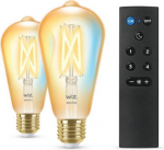 LED Bulb WiZ Wi-Fi BLE 50W ST64 Amb TW 2PK+Remote 5000K 640lm 929003057022 | 8719514550155