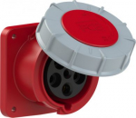 CEE-flanged socket 5x63A(3P+N+PE) 6h IP67 POWER TWIST 100x107 red 335-6FC | 9003399200229