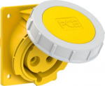 CEE-flanged socket 3x32A(2P+PE) 4h IP67 80x97 sloping yellow 4232-4F78 | 9003399659331