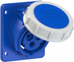 CEE-flanged socket 3x16A(2P+PE) 6h IP67 75x85 sloping blue 4132-6F87 | 9003399685354