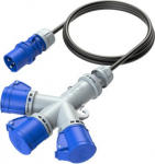 Connector 3-way, 3x16A (2P+PE), with wire 1.5m 1.5 St16/3 6h IP44, blue/grey 9432002 | 9003399049712