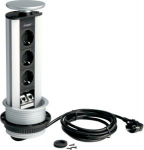 liftable multiple socket-outlet 3 socket-outlets, charcoal 2xCat.6 alu/PVC alf G7045LAN | 4012740887045