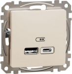 USB socket 2XUSB (A+C) 2,4A 12W beige Sedna Design SDD112402 | 3606481478979