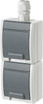 Socket outlet 2-gang, with lid, vertical, surface mounted IP65, AQUANT grey 1254-65 | 5902431690520