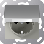 Socket outlet with hinged lid, 16A/250V, aluminium, IP44, A500 A1520BFKLAL | 4011377124486