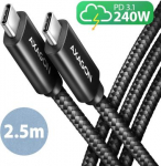CABLE USB-C TO USB-C 2.5M 240W/BRAID BLK BUCM2-CM25AB AXAGON BUCM2-CM25AB | 8595247907424