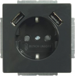 SCHUKO&reg; USB socket insert Safety Shutter with USB A/A anthracite - Platform 63 2CKA002011A6267 | 4011395303696