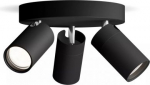 Ceiling/wall spotlight Idris, GU10, 3x5W, on a single plate, IP44, black 929004103901 | 8720169299054