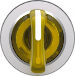 Head for illuminated selector switch, Harmony XB4, metal, yellow handle, 30mm, universal LED, 3 posi ZB4FK1883 | 3606489582371