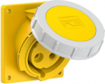 CEE-flanged socket 3x32A(2P+PE) 4h IP67 92x100 sloping yellow 4232-4 | 9003399140334