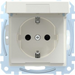 Socket with cover IP44, Schuko, white, Merten System M MEG2314-0319 | 4042811139810