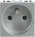 Color: Silver.   Rated voltage: 250 Vac.   Rated current: 16A.   Type E: 2P + E.   Shuttered for child safety.   Screw terminals.   Size: 2 modules. 2CLA228700N1301 | 8427238069791