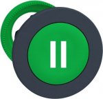 Harmony XB5, Flush mounted push button head, plastic, green, 30mm, spring return, marked II, dark gr ZB5FA336 | 3606481361301