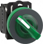 Illuminated selector switch, Harmony XB5, grey plastic, green handle, 30mm, universal LED, 2 positio XB5FK123B5 | 3606481360670