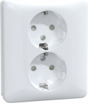 Double socket-outlet, earthed, screwless, white, Exxact WDE002196 | 3606480203688