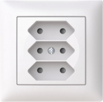 Socket with frame 3-gang white, IP21, 303UJ-916, Saga 2TKA00004878 | 6438199011011