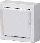 Surface mounting switch with screwless terminals. The terminals are for max 2 solid or rigid wires. Including switch insert, rocker, surface mounting frame and bottom. 2TKA00001846 | 6438199003535