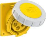 CEE-flanged socket 5x32A(3P+N+PE) 4h IP67 92x100 sloping yellow 4252-4 | 9003399005664