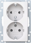 302EUCT-916 double socket outlet, without frame,  White,Saga 2TKA00004881 | 6438199009681