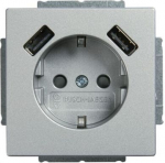 SCHUKO&reg; USB socket insert Safety Shutter with USB A/A aluminium silver - Platform 63 2CKA002011A6271 | 4011395303528