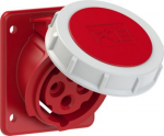 CEE-flanged socket 4x16A(3P+PE) 6h IP67 75x85 sloping red 4142-6F87 | 9003399699658