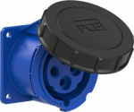CEE-receptacle socket flange 30A 3P4W 9h IP67 UL 75x75 angled blue 32492-9 | 9003399869389