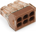 PUSH WIRE Connectors for Junction Boxes 6-conductor terminal block Brown clear housing 773-606 | 4055143088671